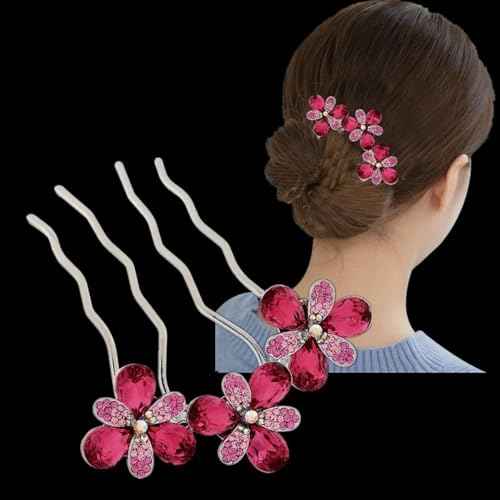 Sparkly Glitter Floral Hair Combs Bridal Wedding Hair Crystal Rhinestones Women Hair Side Combs Jeweled Metal Hairpins Butterfly Long Thick Hair Holder Accessories for Ladies (4 Pack)
