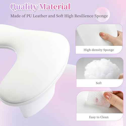 Arm Rest for Nails Tech, U Shaped Soft PU Leather Nail Arm Rest,Ergonomic Slope Angle Hand Rest for Nails Tech,Professional Salon Manicure Arm Rest Cushion (White)