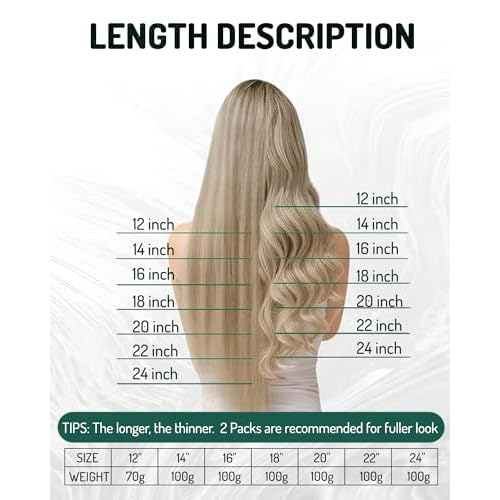 RUNATURE Weft Hair Extensions Human Hair Dark Blonde with Light Blonde Weft Human Hair Extensions Straight Sew in Hair Extension Real Human Hair Wefts Sew in Bundles Human Hair Weaving 14 Inch 100g