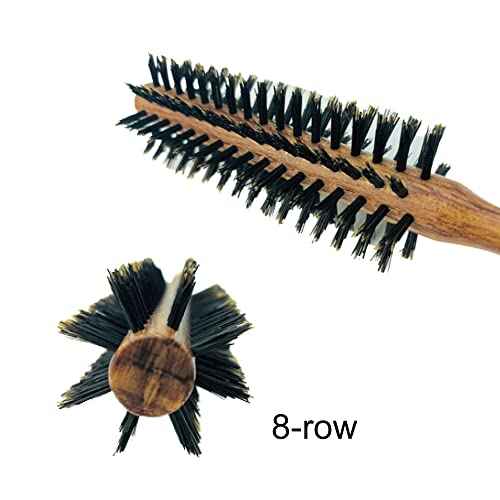 Terra Distribution Natural Boar Bristle Round Brush [Made in Japan] Olive Oil Blended Bristles as Beauty Essence
