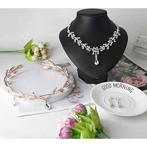 DS Rhinestone Wedding Tiara Crown for Brides, Goddess elf Princess Fairy Crystal Pendent Headband Leaf Cosplay Crown for women girls Hair Accessory for Brides Pageant Wedding Prom Birthday