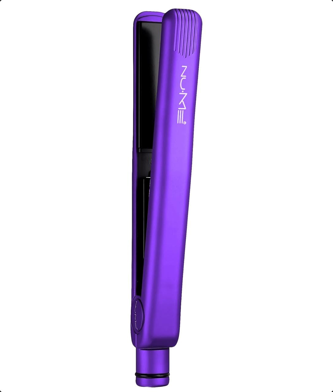 NuMe Fashionista Hair Straightener Flat Iron - Tourmaline Ceramic Plates - Smart Memory Function - Professional Salon Hair Straightening Styling Flat Iron - Programmable Auto Shut Off - Purple
