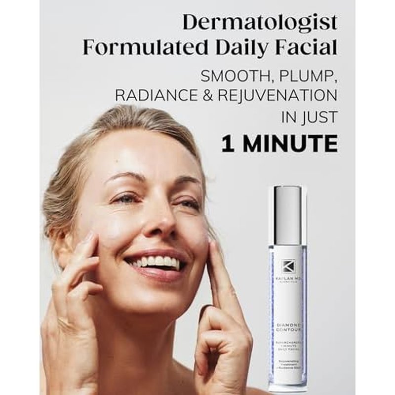 KAPLAN MD Diamond Contour Supercharged 1 Minute Daily Facial - Anti-Aging Serum for Face with Exfoliating Crushed Diamonds & Fruit Enzymes - Radiant & Smooth Skin for Women of All Ages - 3.0 fl oz