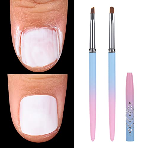 Nail Art Clean Up Brushes,Nail Brushes for Cleaning Polish Mistakes on the Cuticles, Acetone Resistant Nail Brush, Fingernail Cleaning Brushes for Nail Art and Designs (2 Pcs Round&Angled)