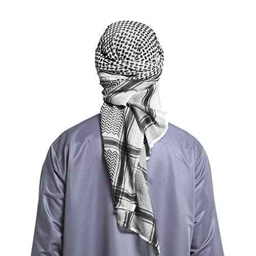 TINAYAUE Men Arabic Shemagh Kaffiyeh Headscarf Turban Bandana Soft Muslim Hijab Headband Shawl Classic Arafat Headwrap