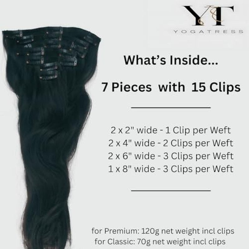 Clip in Hair Extensions Real Human Hair ? 100% Indian Remy Human Hair Extensions, Clip Extensions for Women, Double Weft Seamless, Straight, Pack of 1 ? 1B Natural Black 18 Inch 120g Premium