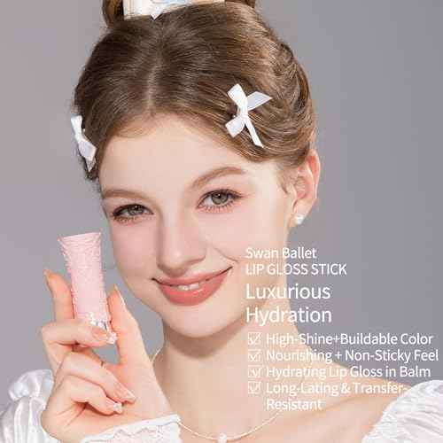 Flower Knows Swan Ballet Shine Lipstick,Hydrating Solid Lip Gloss,Moisturizing Nude peachy Tinted Lip Balm-Long Lasting Lip Gloss in Balm for Girls&Women,Vegan & Cruelty-Free(B01 Little Star)