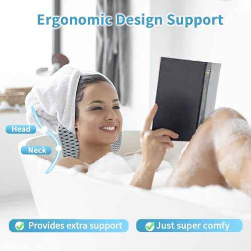 Upgraded Bath Pillows for Tub, Slip Resistant Waterproof Bath Pillows for Tub Neck and Back Support with 2 Strong Suction Cups, Relaxing Spa Essentials