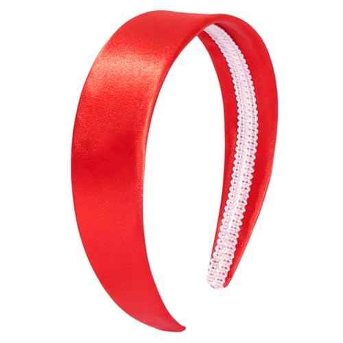 Red Headband for Women 1.5 Inch Wide Headband Non Slip, Fashion Plain DIY Head Band Wide Hair Band for Girls Gift Holiday Hair Accessories Christmas Halloween Cosplay