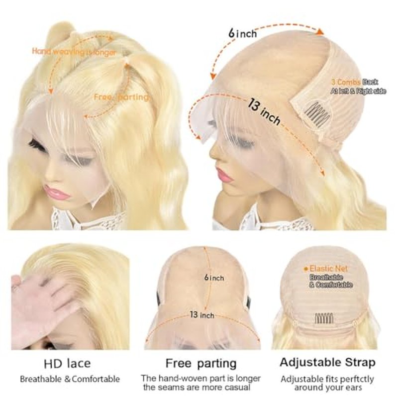 613 Lace Front Wig Human Hair 13x6 Transparent Blonde Lace Front Wigs Human Hair 180% Density Guleless Wigs Human Hair Pre Plucked 613 HD Lace Frontal For Women 32inch