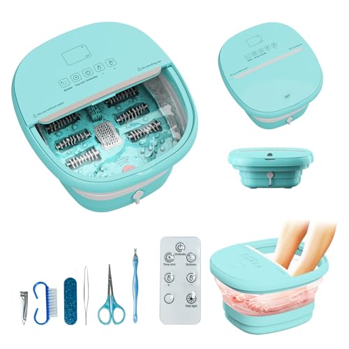 Pedicure Foot Spa with Bubble and Heat,Collapsible Foot Soaking Tub with Remote Control,Pedicure Tools for Feet,Foot Bath Soak Tub Gift for Women/Men,Mom/Dad