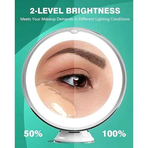 Auxmir 2025 Upgraded 20X Magnifying Mirror with Light, Makeup Mirror with 2-Level Lights, Vanity Mirror with Power Suction Cup and Tweezers, 360¡Æ Swivel, Portable Bathroom Mirror for Home Travel