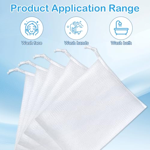 40pcs Mesh Soap Bags for Soap Bars, Exfoliating Bubble Mesh Net Bars with Drawstring for Shower Face Cleansing