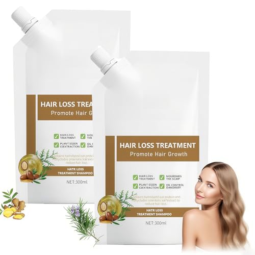 Anti-Hair Fall Hair Loss Shampoo 2 Pack, Promote Hair Growth Shampoo, Rich in Various Plant Extracts, for All Hair Types (300ml x 2 Bottles)