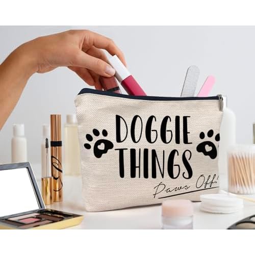IWXYI Pet Mom Gift,Gift For Pet Mom,Doggie Things Bag,Dog Things Makeup Make Up Bag Zipper Pouch Travel Toiletry Gifts For Dog Mom Lover