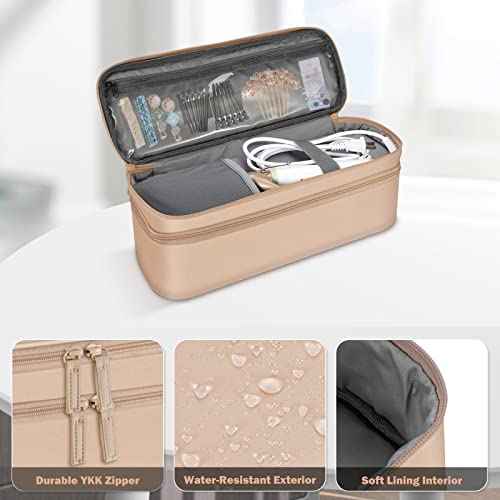 SITHON Double-Layer Travel Carrying Case for Shark FlexStyle/SmoothStyle, Water Resistant Storage Organizer Bag for Airwrap Styler, Also for Revlon One-Step Hair Dryer (Bag Only) (Rose Gold)