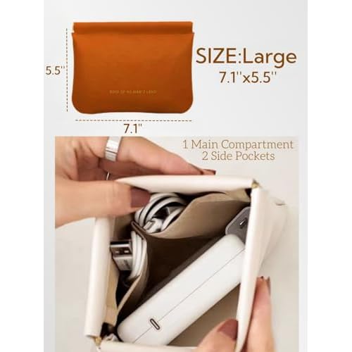 Cosmetic Bags for Women Small Makeup Bag for Purse Pu Leather Makeup Pouch Travel Makeup Bag with Zipper Make Up Bag for Travelling (Brown)