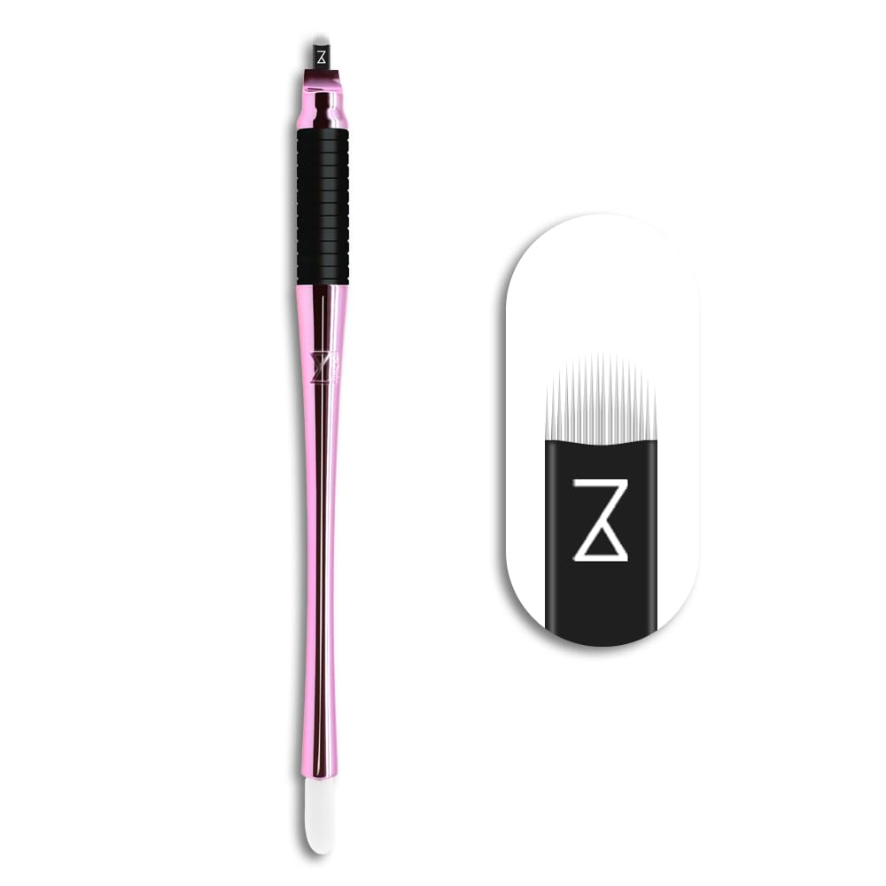 Mellie's Signature Microblading Eyebrow Pen (Pack of 10) - Disposable Microblading Pen with Sterilized Blade, Comfortable Rubber Grip and Pigment Sponge for Flawless Bro (U18 NANO .15mm, Neon)