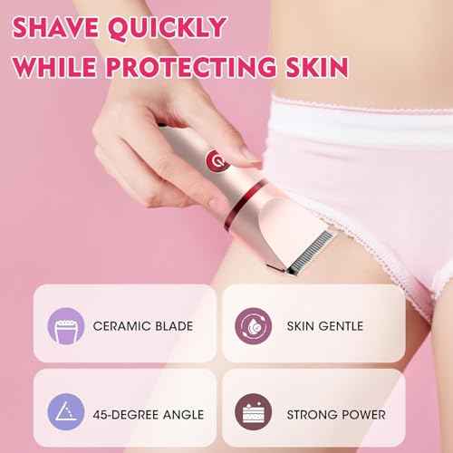 Bikini Trimmer for Women, 3 in 1 Electric Razors for Women, Rechargeable Electric Bikini Shaver, Waterproof Pubic Hair Trimmer and Facial Hair Remover with LED Display