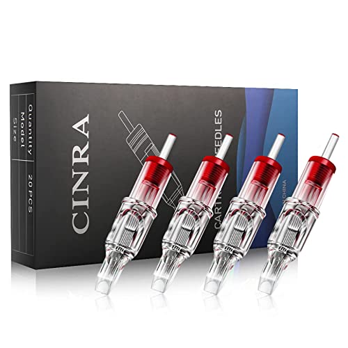 Tattoo Cartridge Needles, CINRA 20Pcs Tattoo Needles 1205RL Disposable Tattoo Needle Cartridges #12 Standard Round Liner Cartridge Tattoo Machine Needles for Tattoo Beginners and Tattoo Artists