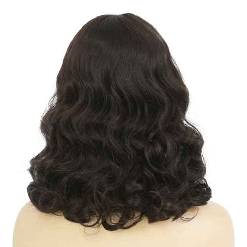 Women Short Black Finger Wave Wigs with Bangs 1920s Curly Synthetic Flapper Wig Heat Resistant Vintage Halloween Cosplay Costume Hair Wig