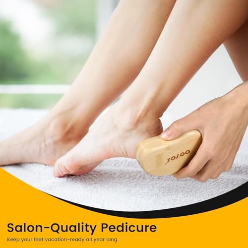 BEZOX Nano-Glass Pumice Stone for Feet Dead Skin, Eco-Friendly Pedicure Foot File Callus Remover - Bamboo Handle