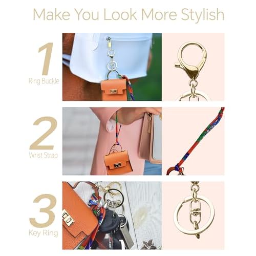 2 pack Mini Purse Keychain PU Leather Tiny Bags Pouches for Purse Pocket Bag Card Holder Data Cable Organizer Pouch Orange White (Orange + White)