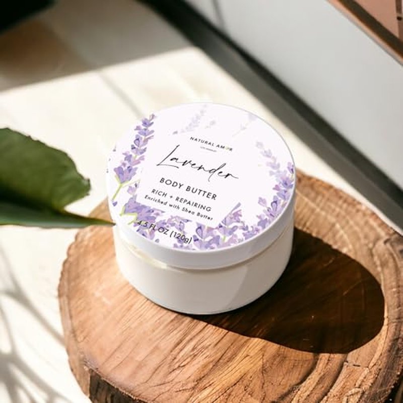 Natural Amor Lavender Body Butter 4.5oz, Moisturizing Body Lotion