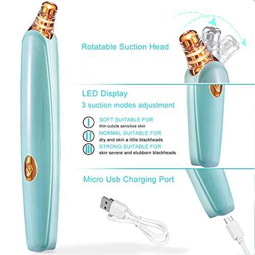 Blackhead Remover Pore Vacuum Cleaner - Upgraded Facial Pore Cleaner - Electric USB Pore Vacuum with 5 Probes - Upgraded Blackhead Suction Tool - Blackhead Remover Kit