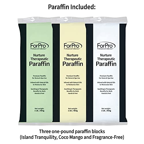 ForPro Nurture Digital Paraffin Bath Kit, All-In-One Paraffin Wax Kit for Hands and Feet, Includes 3 Lb. Paraffin Wax, Thermal Mitts & Booties, 100 Liners and Accessories