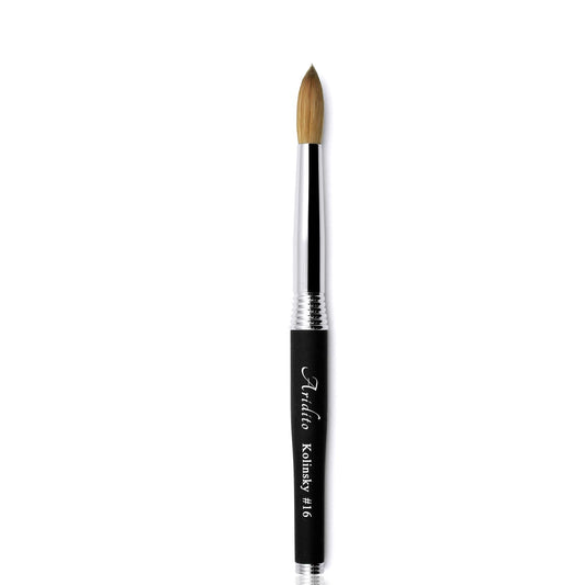 Aridito 100% pure Kolinsky Round Head Acrylic nail art brush black metal handle for Professional Manicure DIY Home Salon（#12#14#16#18） (#16)