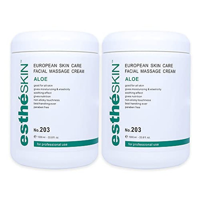 Facial Massage Cream for European Skin Care, 33.8 fl oz, 1000 ml (Aloe, 2 Pack)