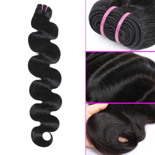 15A Raw Human Hair Bundles Body Wave Human Hair,Triple Lifespan Indian Virgin Hair,No Tangle Shedding,Multiple Washes Keep Texture Silky Soft (1 Bundle Natural Color, 20 Inch)