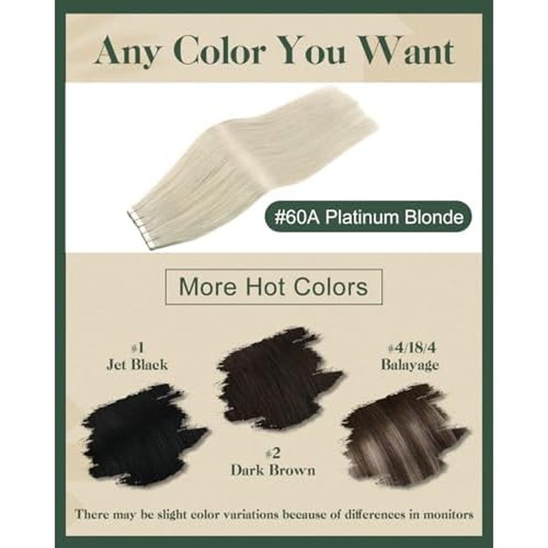 Ugeat Platinum Blonde Tape in Hair Extensions Blonde Hair Extensions for Girl Tape ins No Damage to Natural Hair for Girl Add Length for Wedding 24Inch 20Pcs 50G