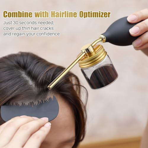 Hair Building Fiber Spray with Hairline Optimizer, Hair Fibers Spray for Hair-building, Portable Fiber Powder with Nozzle, Hairline Building Powder Accessory(Gold)