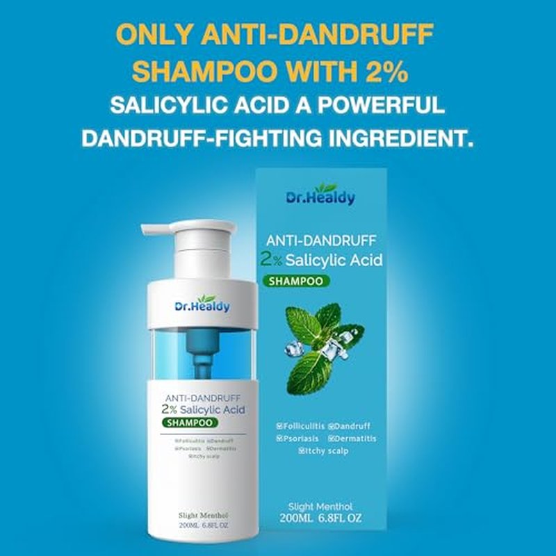 Dr.Healdy Anti-Dandruff Shampoo and conditioner set-2% Salicylic Acid,Stop Flaky and Itchy Scalp ? Sulfate Paraben Free, Intense Care for Women and Me 13.6 FL Oz (Pack of 2)