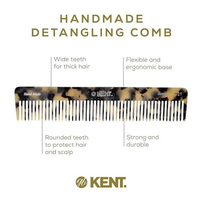 Kent 92TW Wide Tooth Women¡¯s Detangler Comb for Curly, Wavy, and Thick Hair ? Ideal for Use on Wet Hair ? Gentle, Shower Comb for ? Anti-Static, Smooth - Styling Tool by Kent