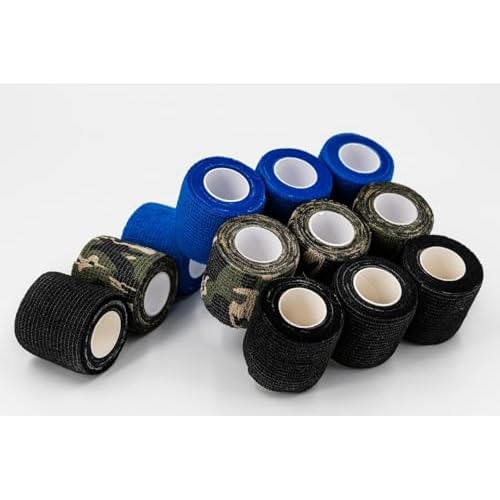 Grip Tape 12Pcs Self-Adhesive Bandage Cohesive Elastic Wrap for Tattoo Pen Machine Accessories