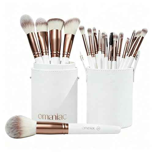 OMANIAC Makeup Brush Set, 20Pcs Professional Makeup Brushes for Foundation, Powder, Eyeshadow, Concealer Cream, Blush Buffe etc, with White Makeup Brushes Kit Case