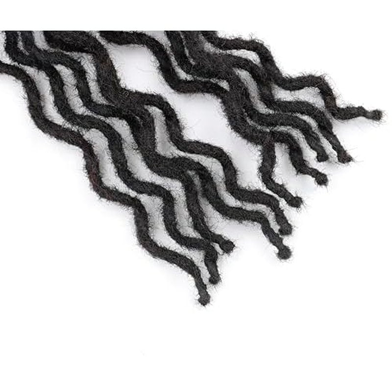 12 inch 30 Strands Curly Wave Loc Extensions Human Hair, 0.4cm Width 100% Human Hair Dreadlock Extensions for Men/Women, Can be Dyed Soft Dreads Extensions