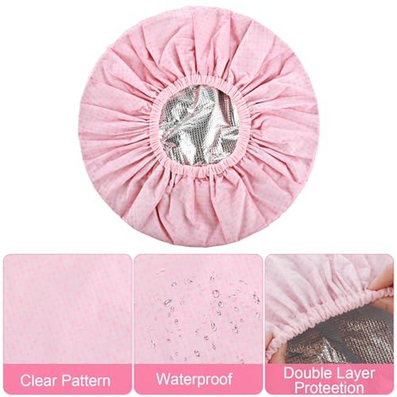 2 Pcs Pink Series Deep Conditioning Hot Oil Hair Treatment Caps - Waterproof, Double Layer, Reusable Shower & Steam Caps