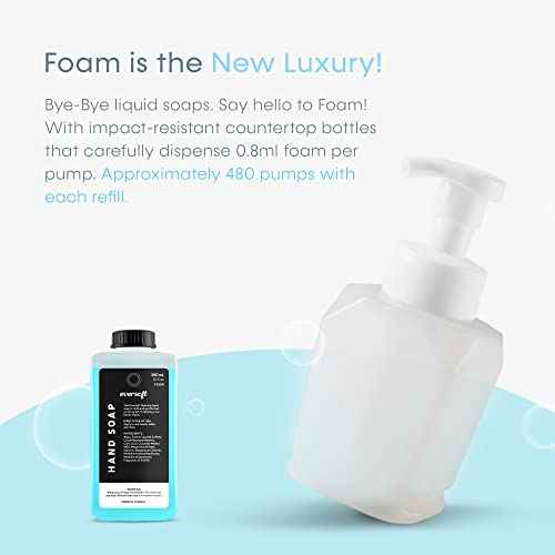 EZbrnd Eversoft Foaming Countertop Hand Soap Bottle Dispenser + 4 Refill Foam Soap Bundle, Fresh Scent