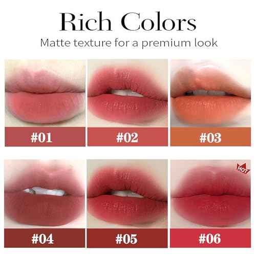 6 Colors Velvet Matte Liquid Lipstick set, Cute Rabbit Lip Glaze 2 in 1 Key Chain Lip Gloss Lip Stain, Waterproof Non-Stick Cup Long Lasting Lip Clay Cute Lip Makeup for Girls (A)