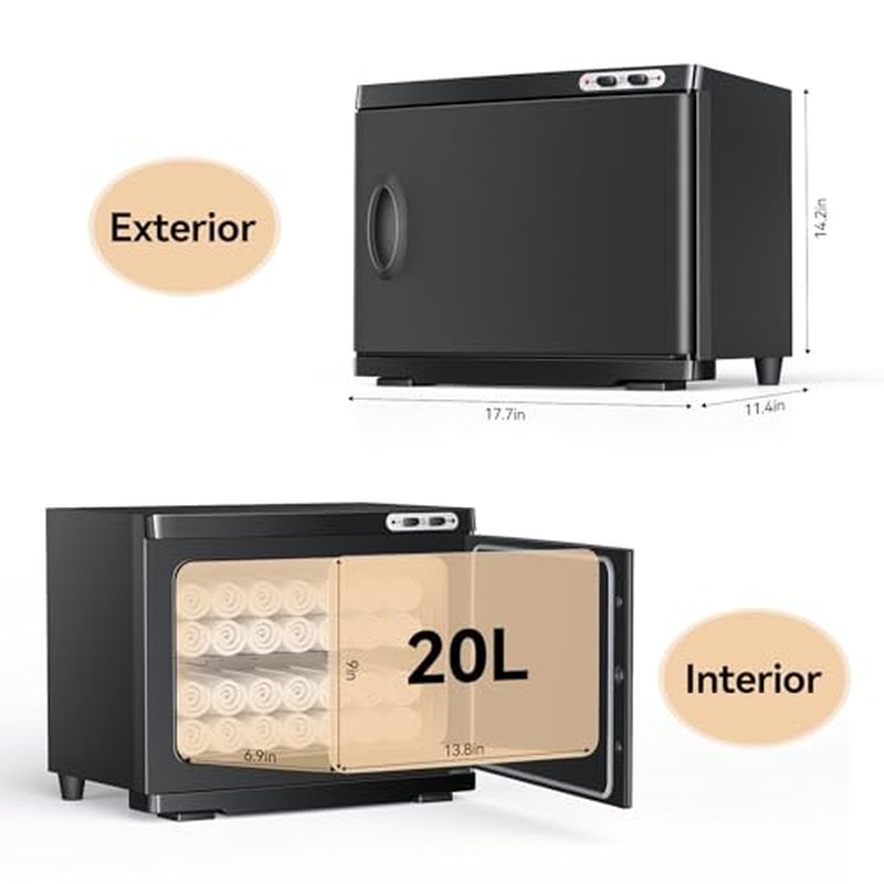 Hot Towel Warmer for Spa, Thermostatic Towel Heater, 2-in-1 Professional Mini Towel Warmer, Beauty Salon and Spa Towel Warmers for Facial.(20L-Black)