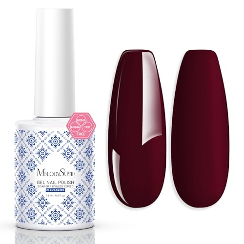 MelodySusie Fleurwee Plant Based Gel Nail Polish, Red Brown Nail Polish Hema Free 21 Non Toxic Long Lasting No Chip Finger Toe Fall Nail Art Manicure Salon DIY at Home Gifts for Women P02