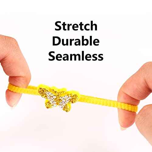 Fishdown 30 Pcs Glitter Hair Ties for Girls Sequin Hair Ties for Toddlers Seamless Small Ponytail Holders Rhinestone Sequin Sparkle Flower Butterfly cartoon Elastic Rubber Bands for Kids