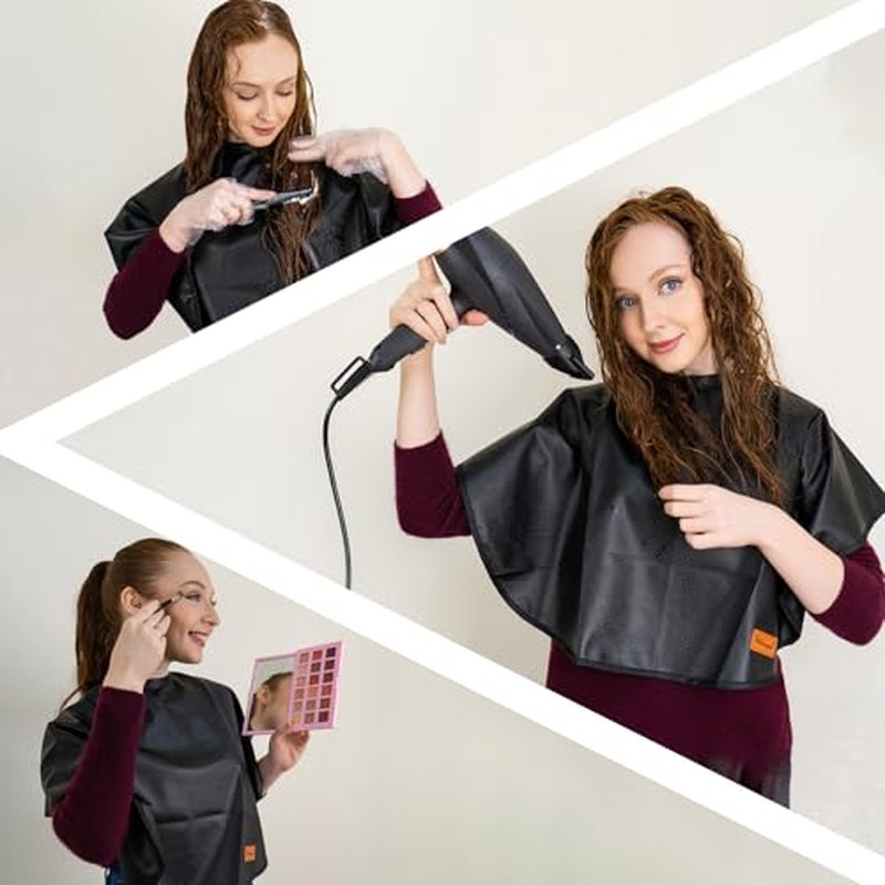 Makeup Cape Hair Dye Cape for Women Short Salon Cape for Stylists Waterproof Haircutting Cape Professional Shampoo Cape, 31.5¡±L*29¡±W
