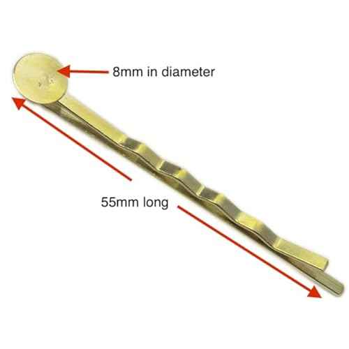 55mm Bobby Pins Hair Clips with Glue On Flat Pads for DIY Craft (Gold-100pcs)