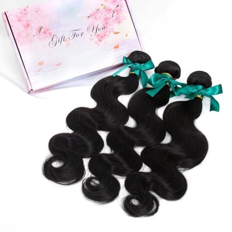 KRN Body Wave Bundles Human Hair 14 16 18 Inch 14A Raw Human Hair Bundles 100% Unprocessed Brazilian Virgin Hair Body Wave Bundles Natural Color