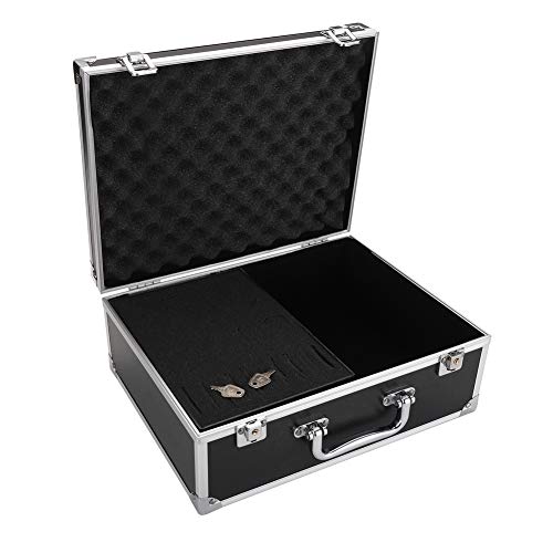 Tattoo Kit Box,Tattoo Case Organizer 12.6" x 9.5" x 5.1" W/Lock Machine Carrying Case,Aluminum Alloy with Sponge for Tatto Machine Box (black)